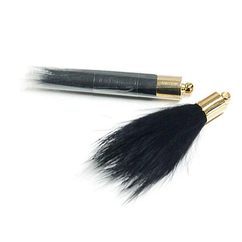 Black Mink Fur Pendant Charm Gold Plated Brass Cap 2pcs tsmp060