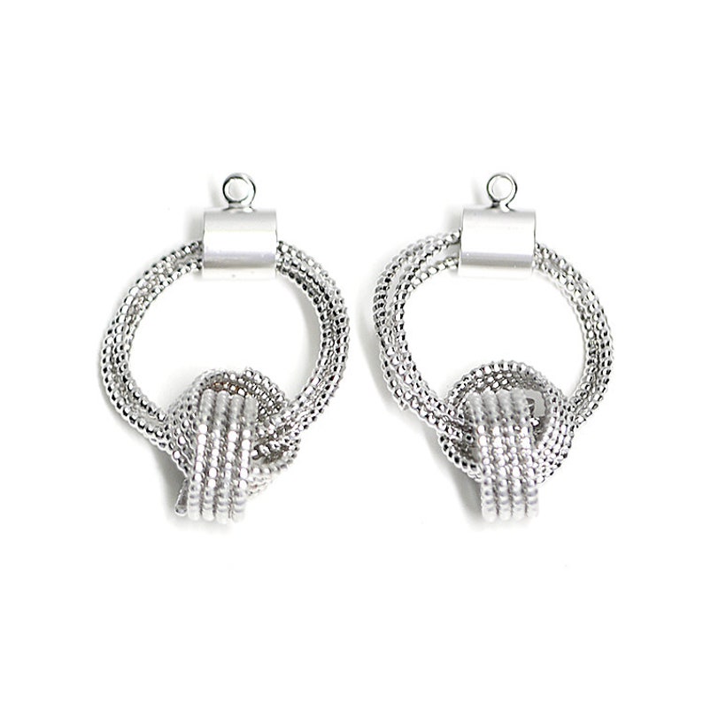 Twinkle Twist Circle Pendant Charm Jewelry Making Matte Rhodium Plated Brass 2pcs 1-mo1