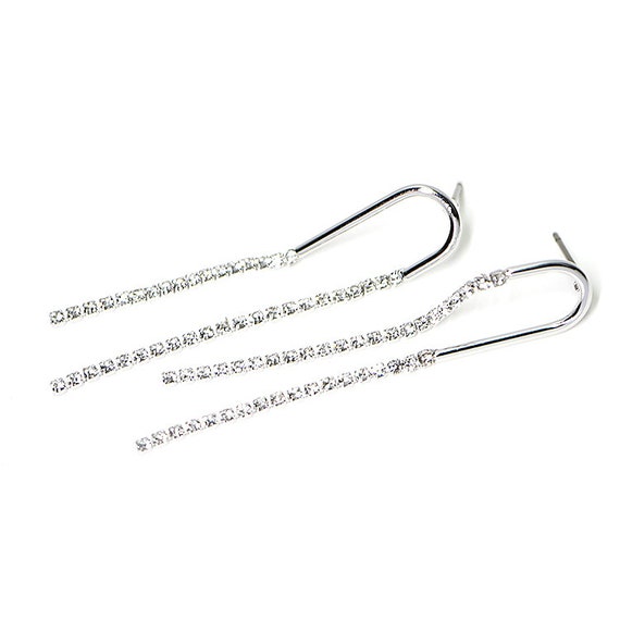 25mm Wave in Circle Earring Rhodium Plated Brass Titanium Post 2pcs et25601