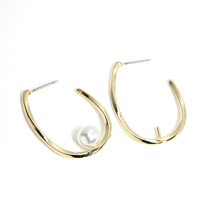34mm Drop Earrings\uff08Pin\uff09 Jewelry Making Wedding Gold Plated Brass Titanium Post 2pcs abe04
