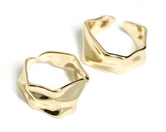 1PC / Irregularity Hexagon Ring / Wedding / Jewelry Making / Gold Plated Brass / ar02