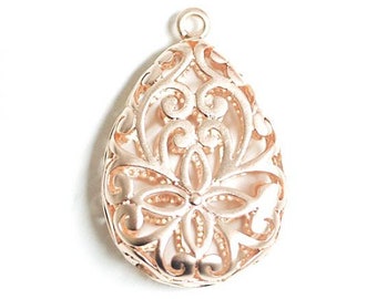 1PC / Pendentif Goutte Bohème / Charme / Mariage / Fabrication de Bijoux / Laiton Plaqué Or Rose Mat / cp0386