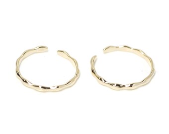 1PC / Tiny Waved Open Ring / Daily / Jewelry making / Gold Plated Brass / ejr23