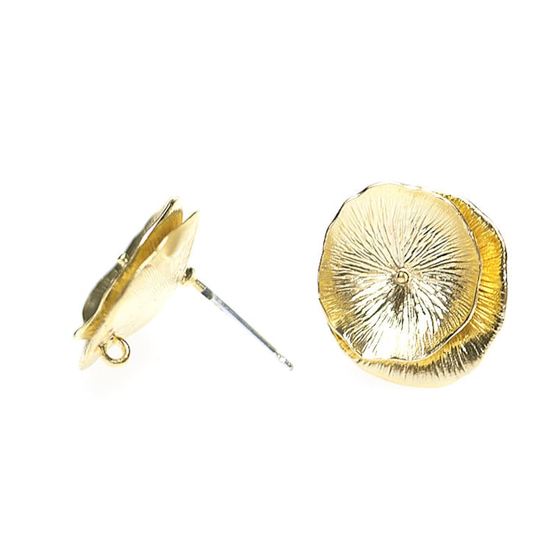 Flower Petal Earrings\uff08Pin\uff09 Wedding Jewelry Making Matte Gold Plated Brass 925 Sterling Silver Post 2pcs 1-eso0017