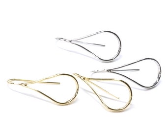 Choose the Color / 41mm Tear Drop Hook Earrings / Brass / 2PCS / eje87