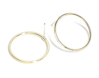 20*1mm ROUND Earrings / Jewelry Making / Gold Plated Brass / 925 Sterling Silver Post / 2pcs / esp0120