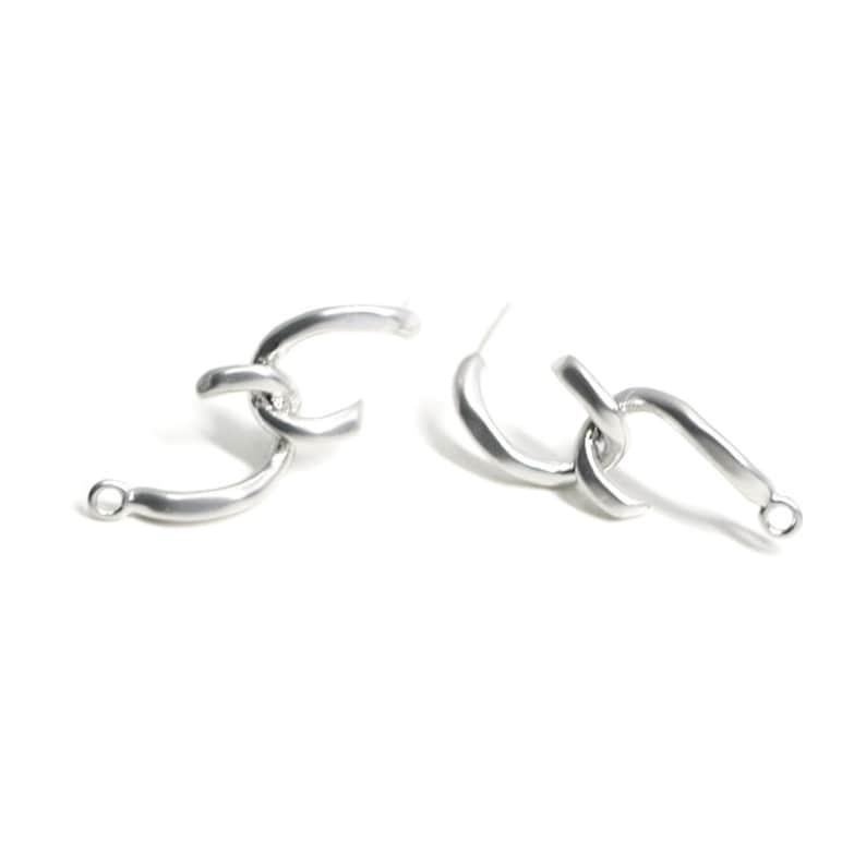 26mm Knot Double Oval Earrings\uff08Ring\uff09 Jewelry Making Matte Rhodium Plated Brass 925 Sterling Silver Post 2pcs eso183
