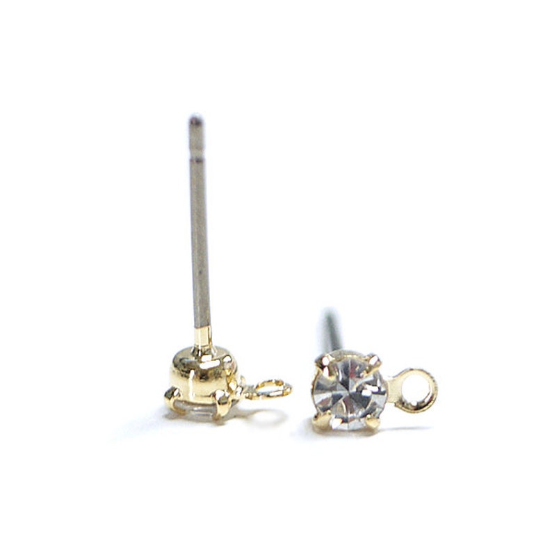 3mm Crystal Color Czech Stone Earring Titanium Post Gold Plated Brass 6pcs gpt01
