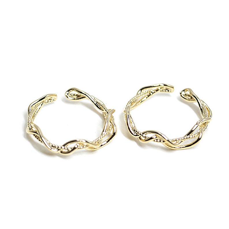 Curved Twist Trio Line Ring Jewelry Making Wedding Nickel Free Gold Plated Brass 1pcs ir21