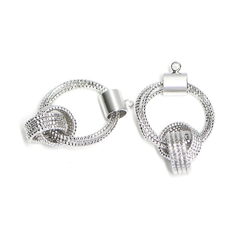 Twinkle Twist Circle Pendant Charm Jewelry Making Matte Rhodium Plated Brass 2pcs 1-mo1
