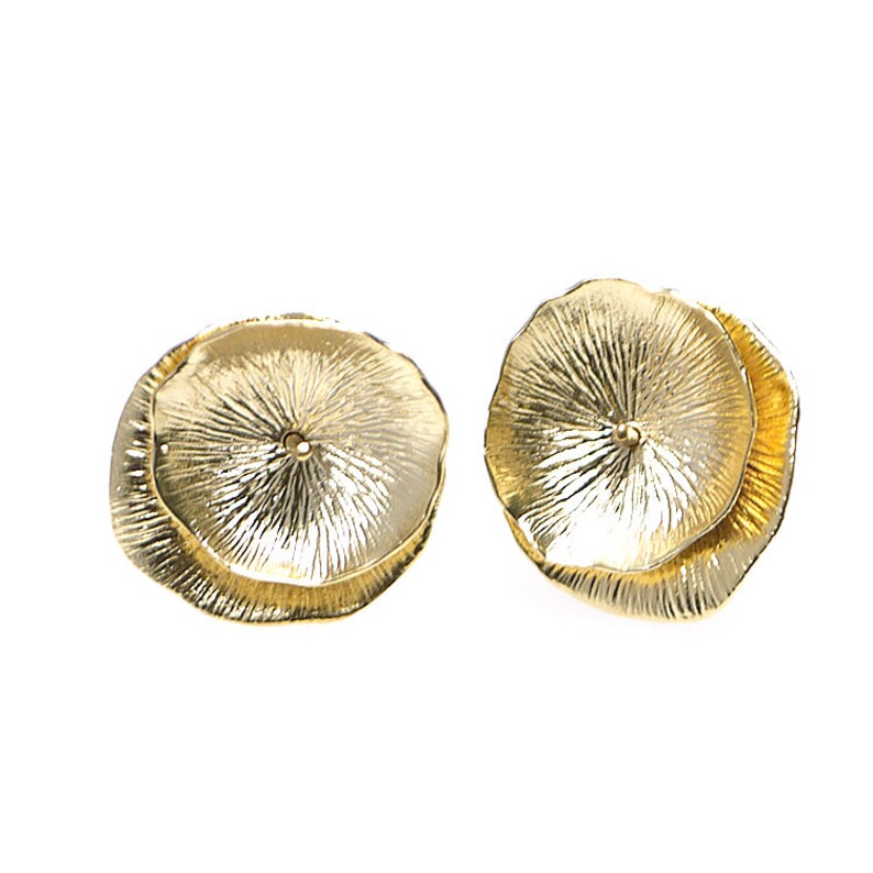 Flower Petal Earrings\uff08Pin\uff09 Wedding Jewelry Making Matte Gold Plated Brass 925 Sterling Silver Post 2pcs 1-eso0017
