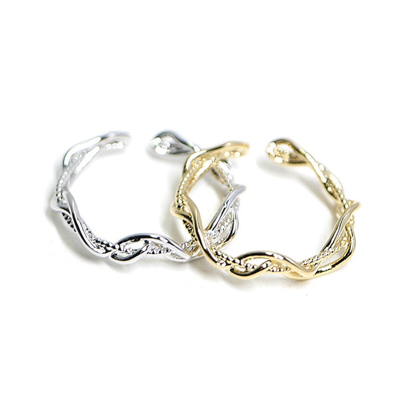 Curved Twist Trio Line Ring Jewelry Making Wedding Nickel Free Gold Plated Brass 1pcs ir21