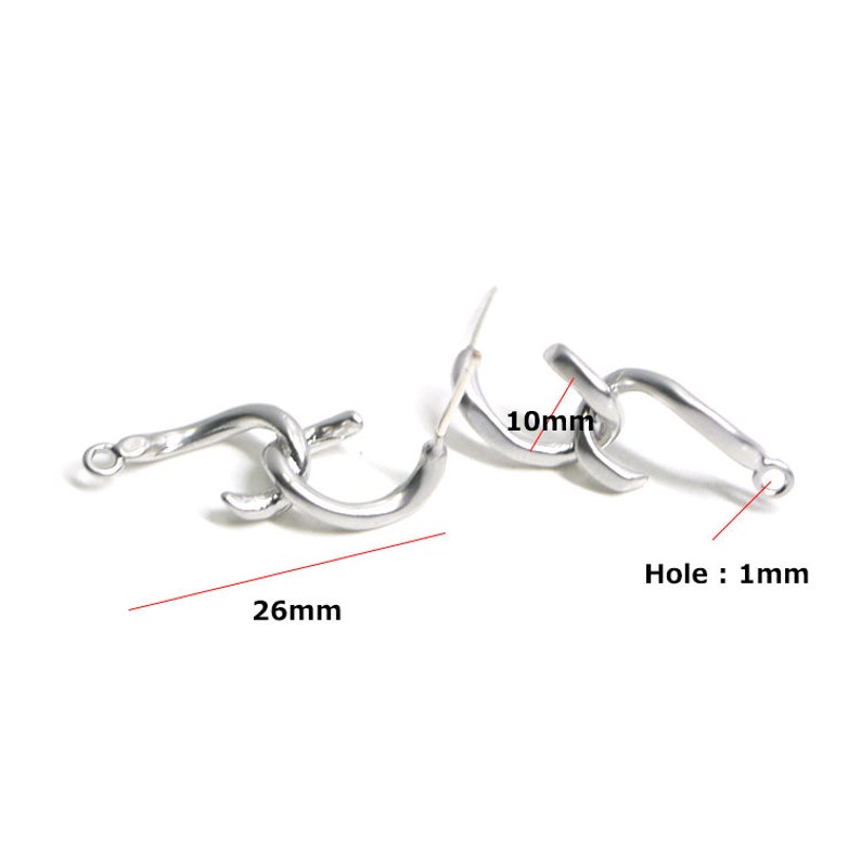 26mm Knot Double Oval Earrings\uff08Ring\uff09 Jewelry Making Matte Rhodium Plated Brass 925 Sterling Silver Post 2pcs eso183