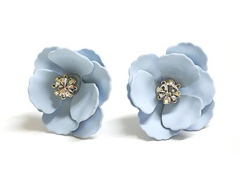 Pastel Blue Color PRECIOSA Crystal Stone Earrings / Jewelry Making / Titanium Post / 2pcs / 1-3mmste