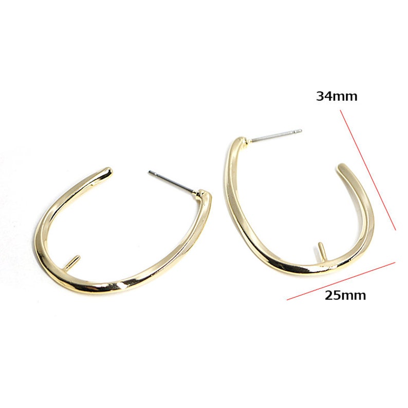 34mm Drop Earrings\uff08Pin\uff09 Jewelry Making Wedding Gold Plated Brass Titanium Post 2pcs abe04