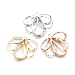 2PCS / Choose the Color / Drop Overlap Lace Pendant / Charm / Brass / cp0028