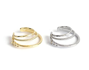 1PC / Choose the Color / Triple Line Earcuff (Pin), Simple, Modern, Jewelry Making, Nickel Free, Brass