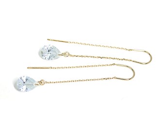 Drop Cubic Zirconia Chain Earrings / Wedding / Jewelry Making / Gold Plated Brass / 2pcs / udop