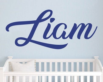 Pegatina de pared monograma personalizada - Calcomanía de pared de nombre de niño personalizado - Decoración de pared de habitación de niño de guardería para niños - Calcomanía de nombre de vinilo extraíble D022