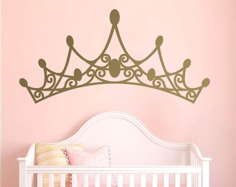 Princess Tiara Headboard Wall Art - Wall Decal - Girl Room Decor - Kids Decal - Nursery Wall Decor - Removable Vinyl Princess Decal - D033