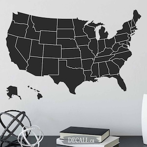 États-Unis carte avec États-carte des Etats-Unis montrant États-la US carte amovible en vinyle Wall Decal Wall Map art-D093