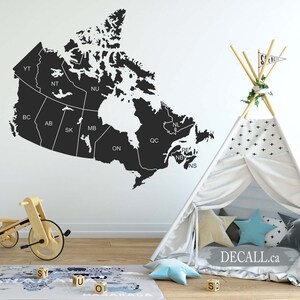 Carte du Canada avec les noms des provinces Wall Decal-amovible en vinyle Wall Decal-mur carte du Canada autocollant-CA carte Wall Decor art-S09103