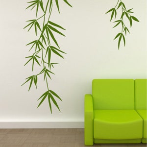 Bamboo Leaves - Removable Vinyl Wall Decals - Wall Stickers - Bamboo Leaf Wall Art - Wall Decor - Bamboo Branches Nature Wall Decal - S109