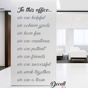 In This Office We Are A Team - Office Wall Decal - Wall Lettering - Wall Quote - Wall Decals - Wall Letters - Wall Words - Wall Saying