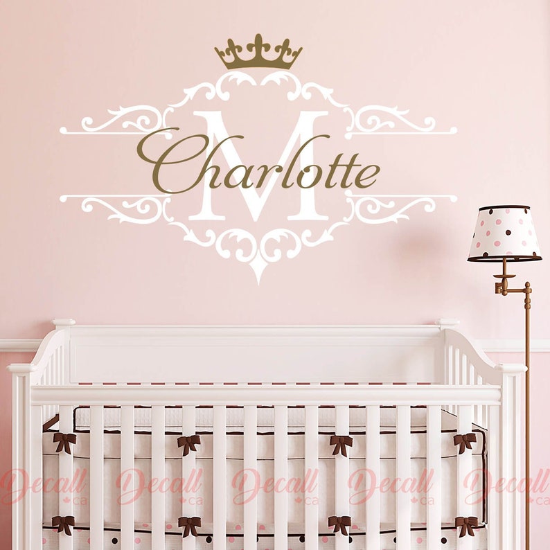 Princess Tiara Crown Baby Girl Name Decal Nursery Personalized Etsy