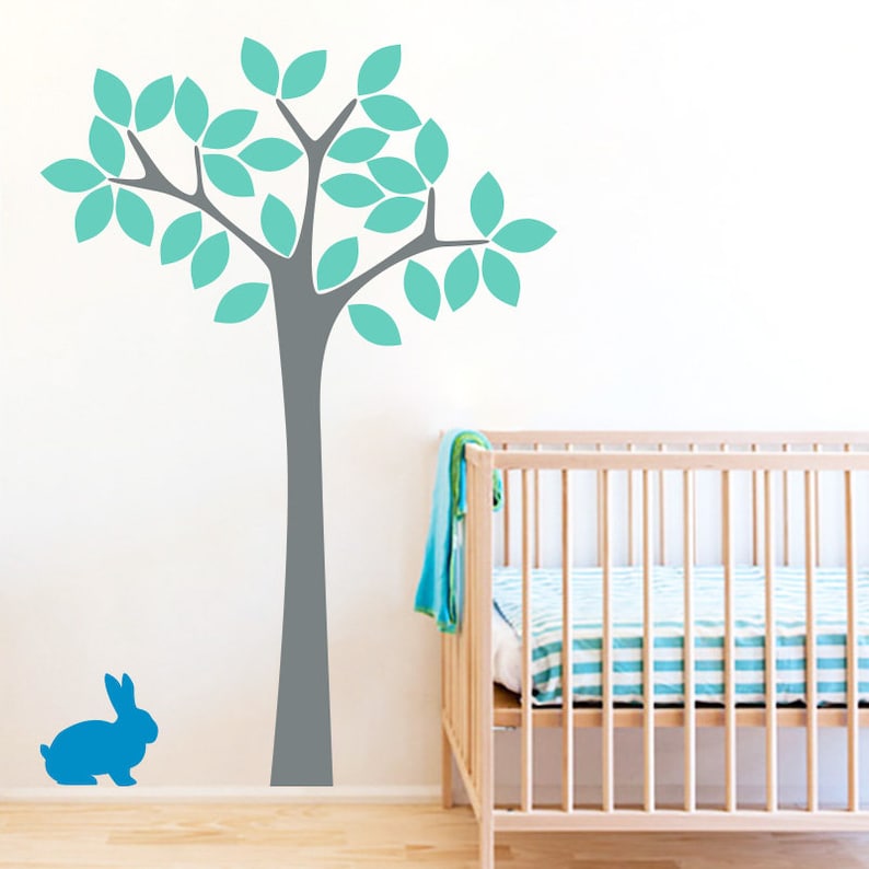 Wall Decals Stickers Nursery Tree with Bunny