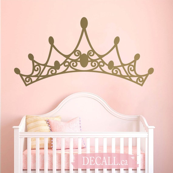 Princess Tiara Headboard Wall Art - Wall Decal - Girl Room Decor - Kids Decal - Nursery Wall Decor - Removable Vinyl Princess Decal - D033