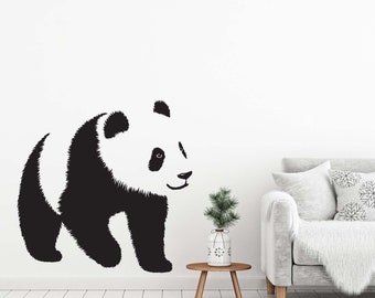 Giant Panda Walking - Animal Wall Decal - Cute Panda Bear Cub Wall Graphic - Wild World Mammal Animal Removable Vinyl Wall Decal - D064