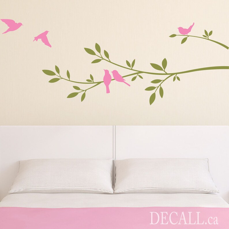 Tree Branch and Birds Vinyl Decal - Removable Vinyl Wall Decals - Tree ...