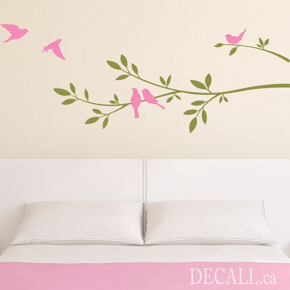 Tree Branch and Birds Vinyl Decal - Removable Vinyl Wall Decals - Tree ...