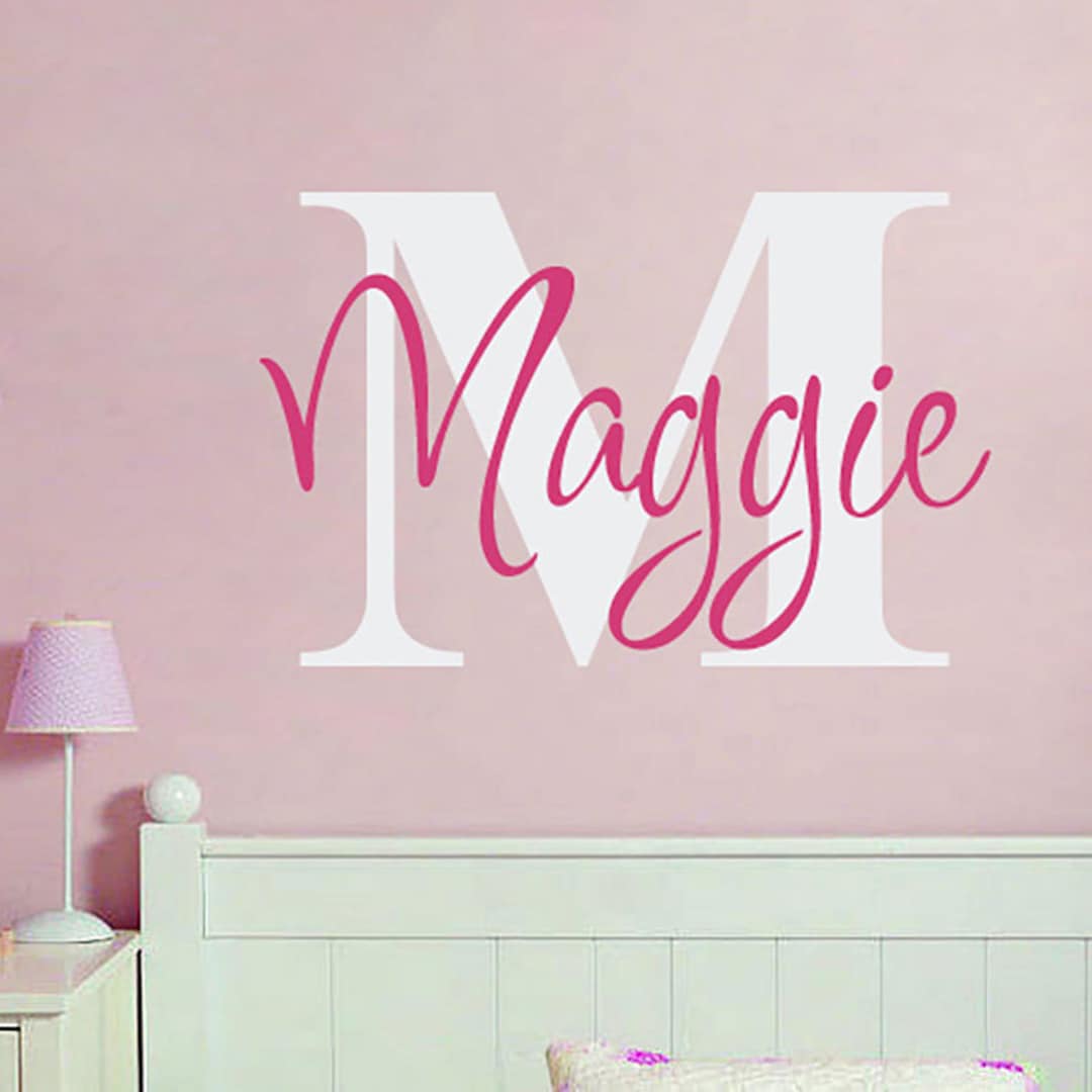 Personalized Name Monogram Wall Sticker - Custom Name Wall Decal - Kids ...