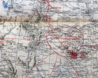 1898 Antique Map. Kiowa Migration Route. Home Country from 1832 to 1868 and Present Reservation by James Mooney