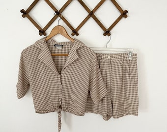 Gingham Checkered Sleeveless Top And Skort Set main image 0