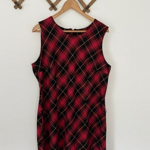 Vintage Banner New York Red Plaid Midi Dress
