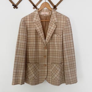 Vintage jaren 70 Pendleton wollen geruite bruine blazer