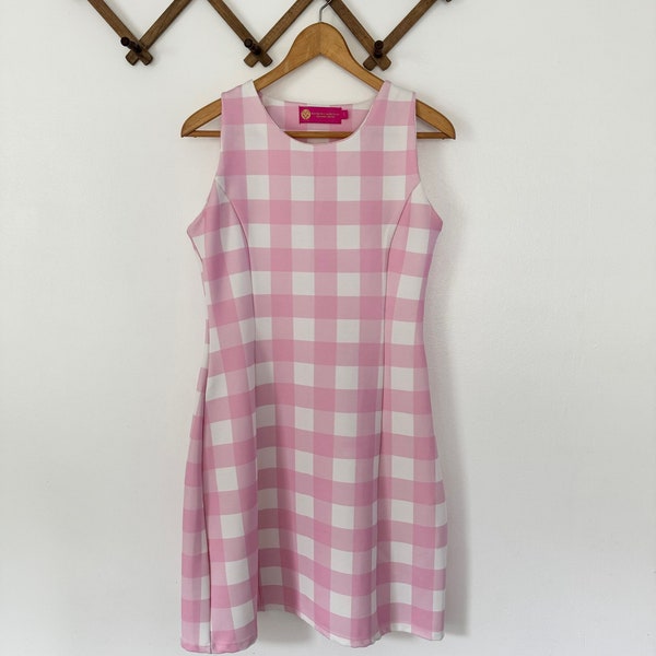 Macbeth Collection Pink and White Checkered Dress