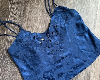 80s Victoria's Secret Gold Label Navy Blue Cami