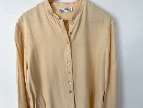 90's Impressions Pale Yellow Button Up Shirt/Blou… - image 4