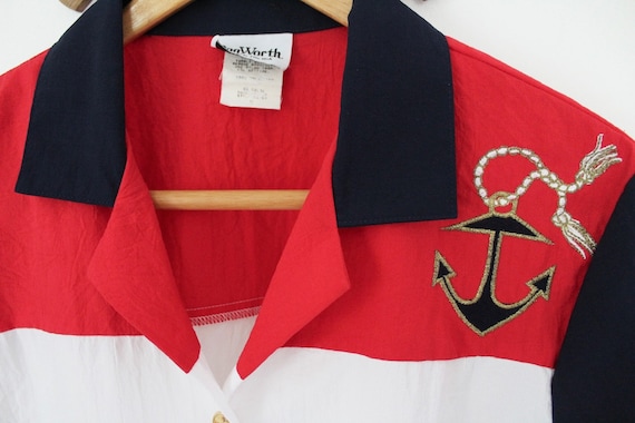 80's BonWorth Nautical Red White & Blue Anchor Sh… - image 4