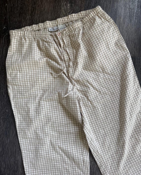 Vintage Basic Editions Tan and White Gingham Pants - image 1