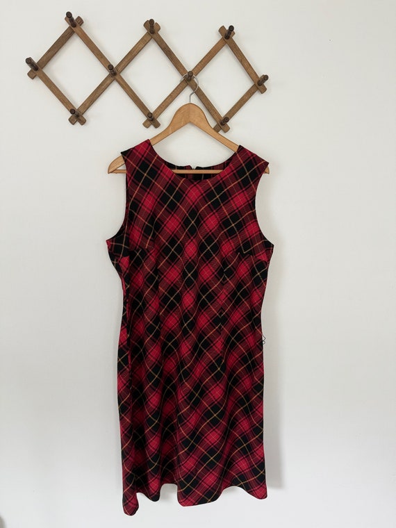 Vintage Banner New York Red Plaid Midi Dress