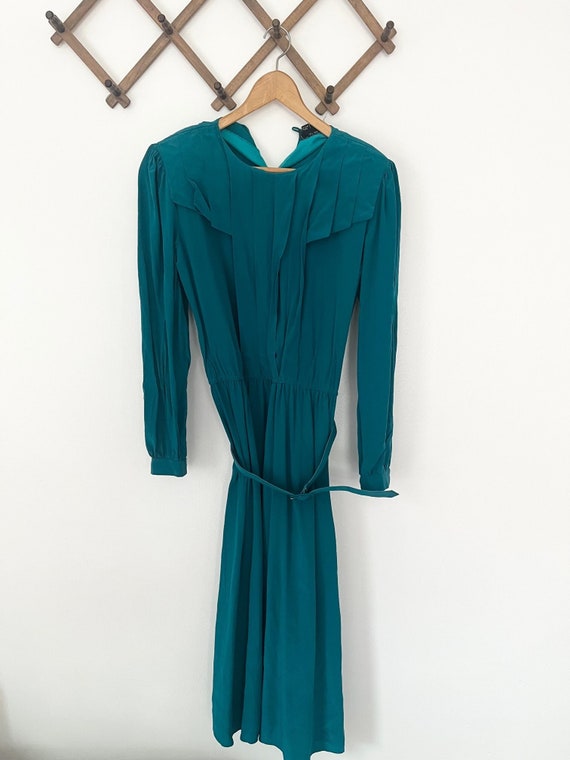 70s Jonathan Martin Teal Belted Dress