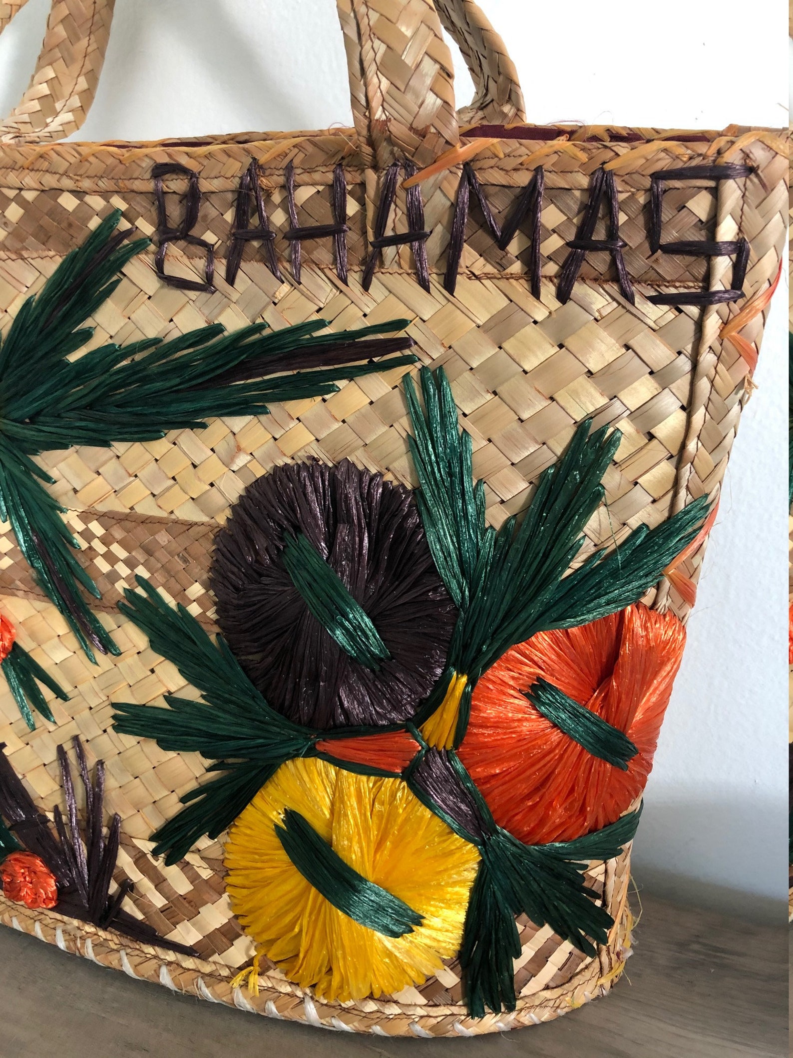 Vintage Straw Bahamas Tote Bag | Etsy