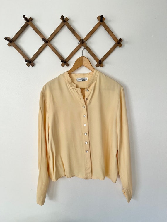 90's Impressions Pale Yellow Button Up Shirt/Blou… - image 1