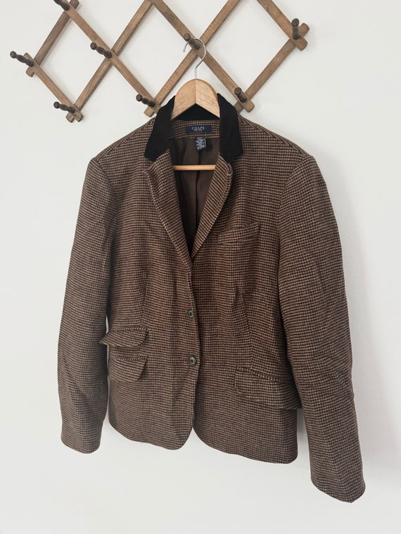 Vintage Chaps Brown Houndstooth Blazer Jacket - image 3