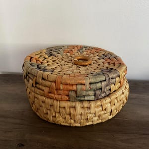 Woven Boho Storage Basket with Lid